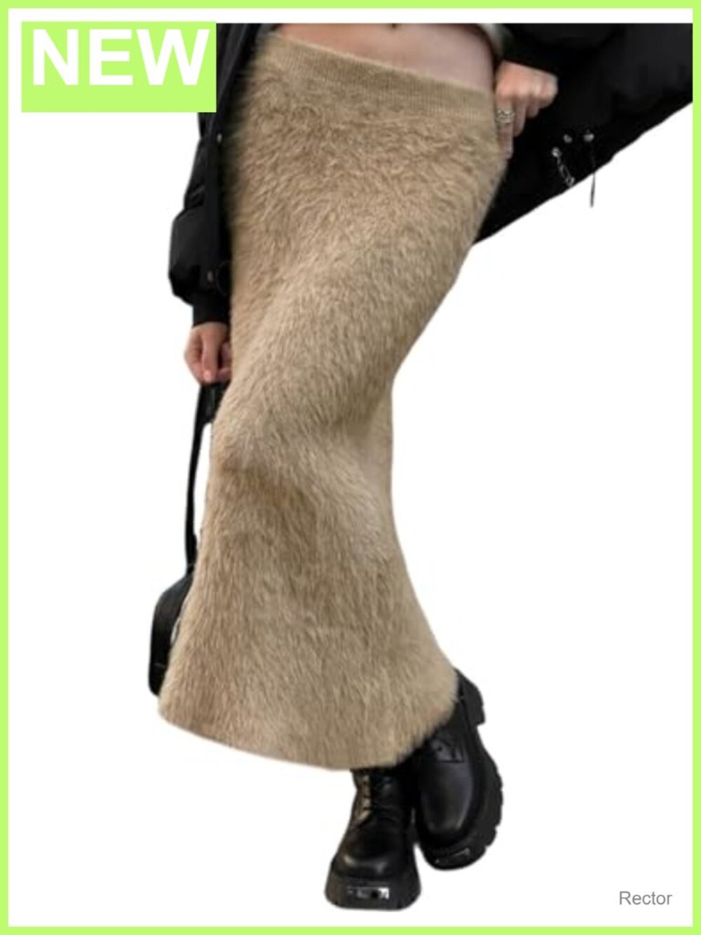 Fuzzy Nylon Maxi Skirt Bodycon Y2K Pencil Clubwear Sweater Skirt